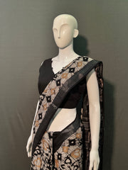 Batik Printed Cotton Linen Saree