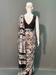 Batik Printed Cotton Linen Saree