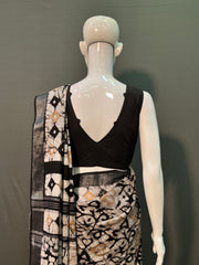 Batik Printed Cotton Linen Saree