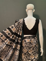Batik Printed Cotton Linen Saree