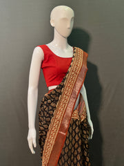 Kalamkari Printed Cotton Linen Saree