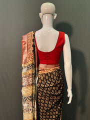 Kalamkari Printed Cotton Linen Saree