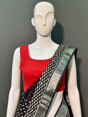 Hand Block Printed Cotton Linen Saree