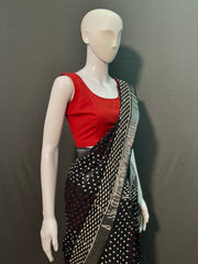 Hand Block Printed Cotton Linen Saree