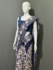 Batik Printed Cotton Linen Saree
