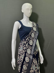 Batik Printed Cotton Linen Saree
