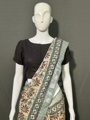 AJRAKH DABO Printed Cotton Linen Saree