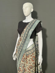 AJRAKH DABO Printed Cotton Linen Saree