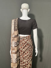 AJRAKH DABO Printed Cotton Linen Saree