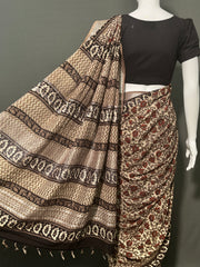AJRAKH DABO Printed Cotton Linen Saree