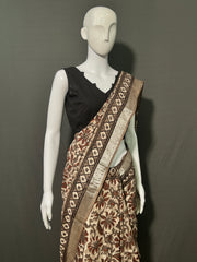 AJRAKH DABO Printed Cotton Linen Saree