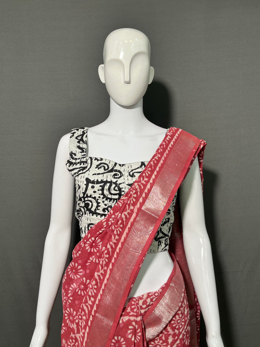 DABO Printed Cotton Linen Saree