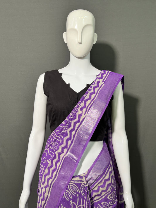 DABO Printed Cotton Linen Saree