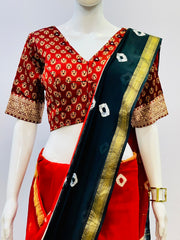 Ajrakh Modal Silk Mirror Work Padded Blouse