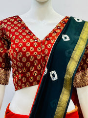 Ajrakh Modal Silk Mirror Work Padded Blouse