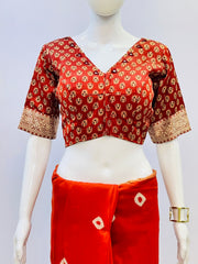 Ajrakh Modal Silk Mirror Work Padded Blouse