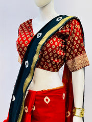 Ajrakh Modal Silk Mirror Work Padded Blouse