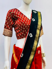 Ajrakh Modal Silk Mirror Work Padded Blouse