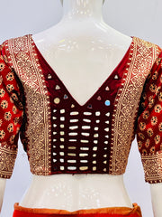 Ajrakh Modal Silk Mirror Work Padded Blouse
