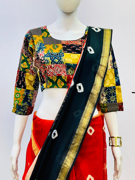 Ajrakh Patchwork Padded Blouse