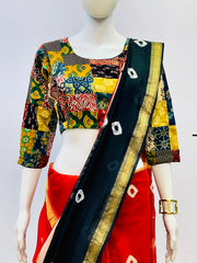 Ajrakh Patchwork Padded Blouse