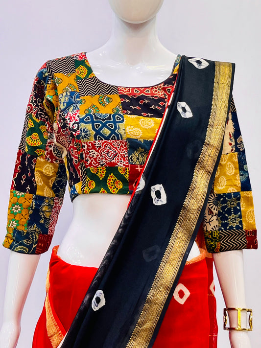 Ajrakh Patchwork Padded Blouse
