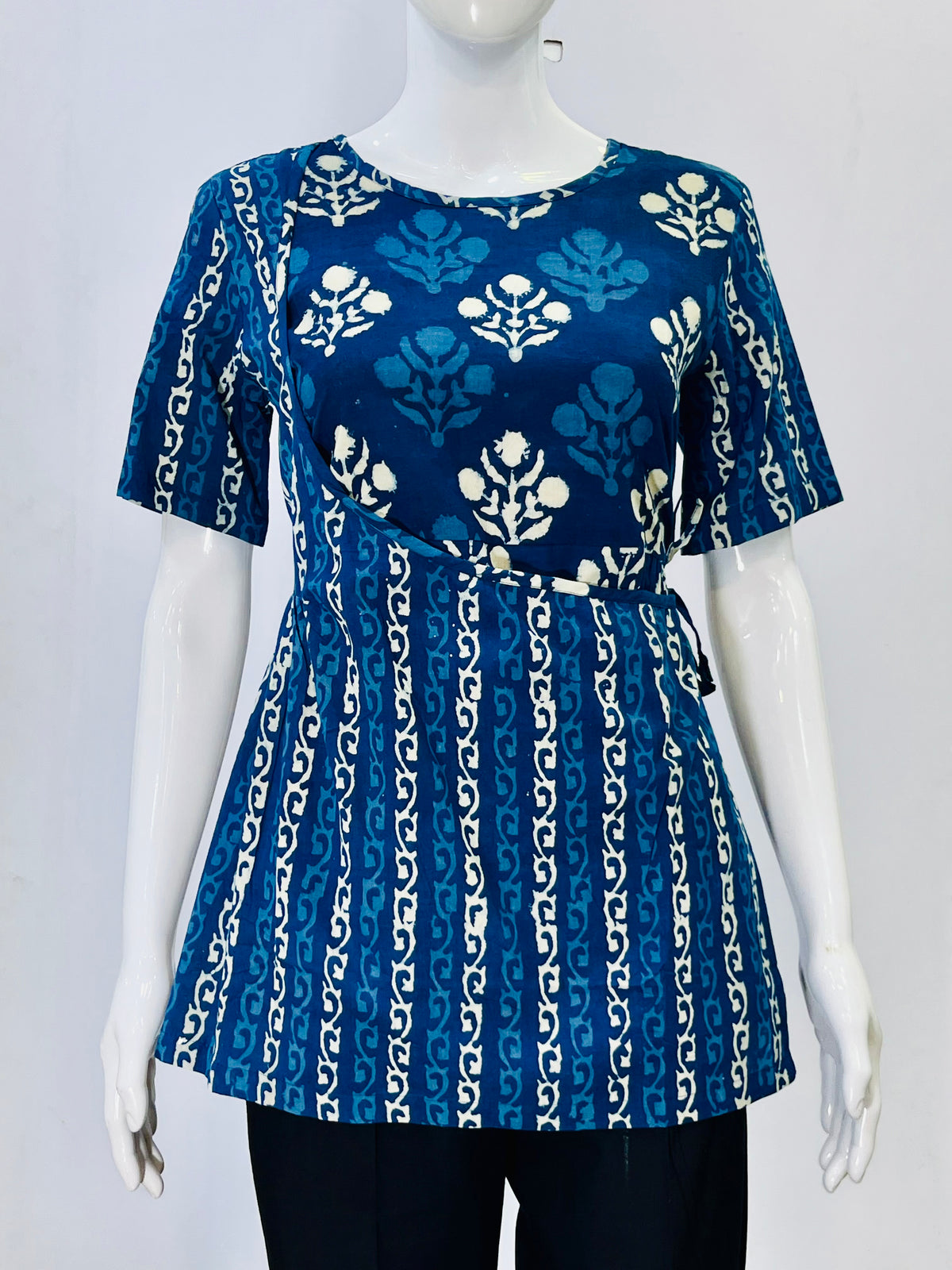 Indigo Dyed Hand Block Printed Top