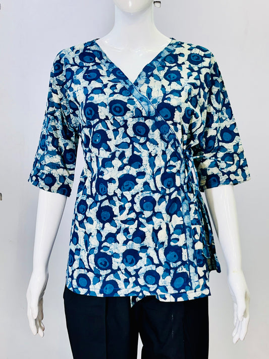 Indigo Dyed Hand Block Printed Top