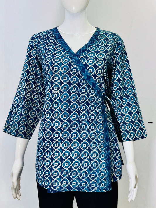 Indigo Dyed Hand Block Printed Top