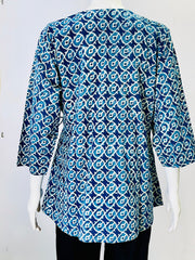 Indigo Dyed Hand Block Printed Top