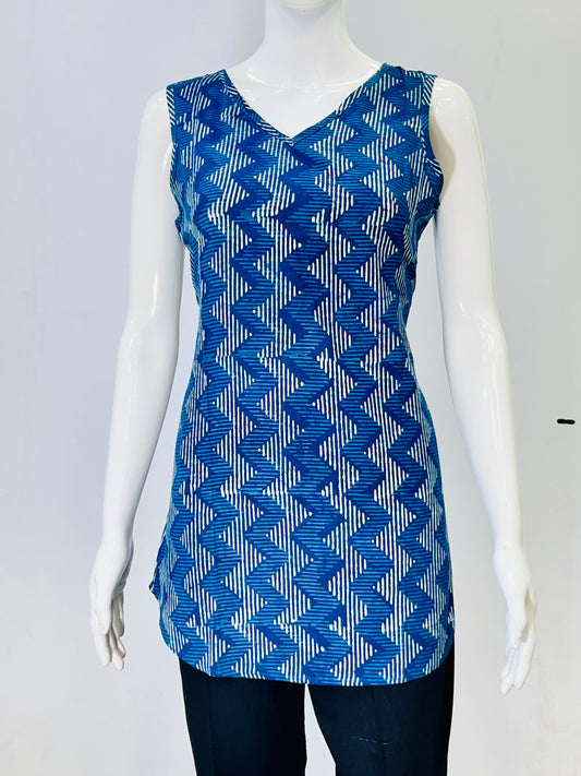 Indigo Dyed Hand Block Printed Top