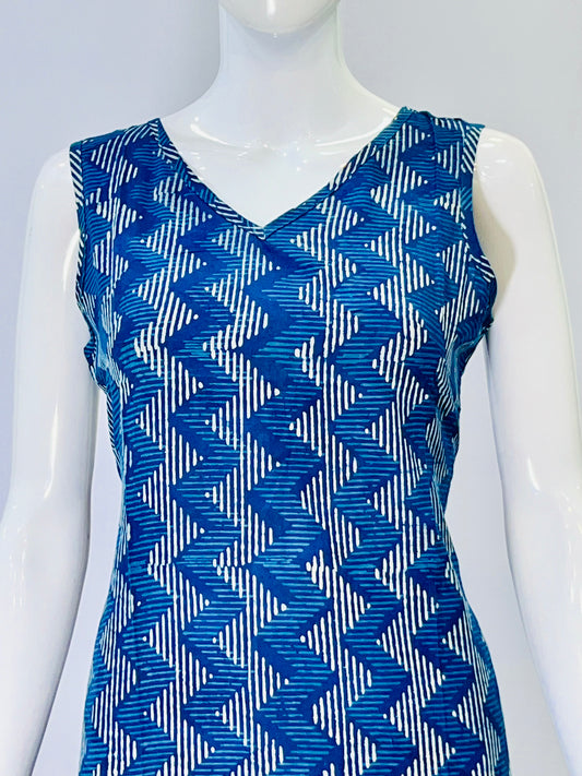 Indigo Dyed Hand Block Printed Top