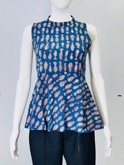 Indigo Dyed Hand Block Printed Top