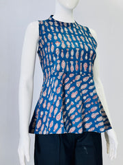 Indigo Dyed Hand Block Printed Top