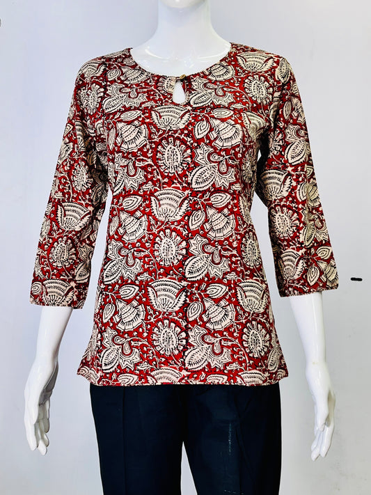 Kalamkari Hand Block Printed Top