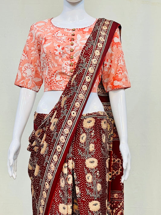 Hand Block Round Neck Blouse