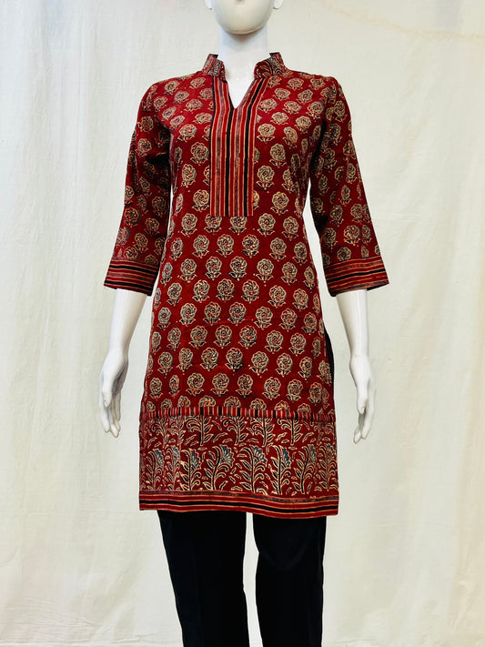 Ajrakh Hand Block Printed Short Kurti