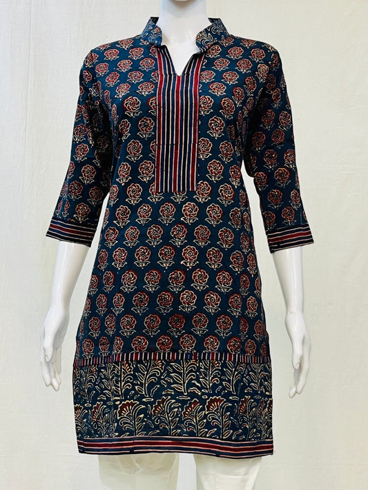 Ajrakh Hand Block Printed Short Kurti