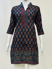 Ajrakh Hand Block Printed Short Kurti