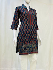 Ajrakh Hand Block Printed Short Kurti