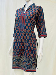 Ajrakh Hand Block Printed Short Kurti