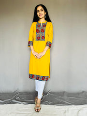 Khadi Cotton Flex Kalamkari Border Kurti