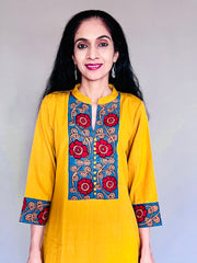 Khadi Cotton Flex Kalamkari Border Kurti