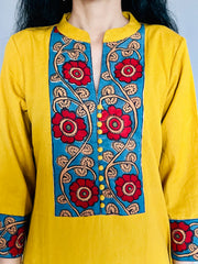 Khadi Cotton Flex Kalamkari Border Kurti