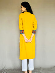 Khadi Cotton Flex Kalamkari Border Kurti