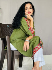 Khadi Cotton Flex Kalamkari Border Kurti