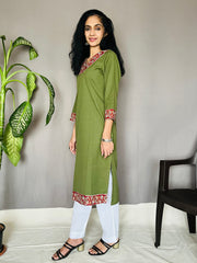 Khadi Cotton Flex Kalamkari Border Kurti