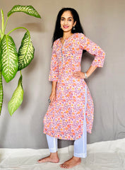 Block Printed Mul Cotton Kurti