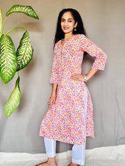 Block Printed Mul Cotton Kurti