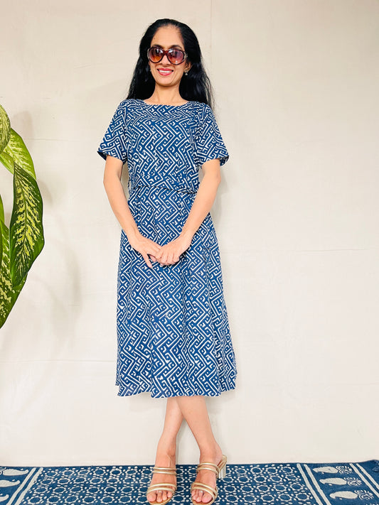 INDIGO Printed Cotton Dress